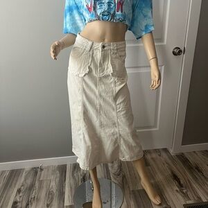 Cream denim Midi Skirt